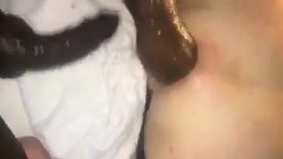 Black Guy Strokes His Cock Inside of White Guy's Ass