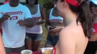 College Girls Flashing Their Tits At A Tailgate Party