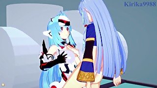 KOS-MOS and Suzuka-Hime have intense futanari sex - Xenosaga & SRW OG Saga: Endless Frontier Hentai