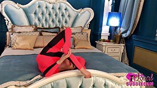 Stretching Flexibily On Hotel Bed - Watch4Fetish