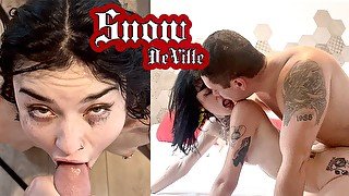 Submissive goth teen has real orgasm (rimming, sloppy blowjob, doggystyle)