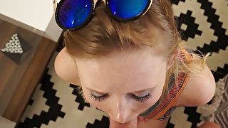 This blonde really wants that cock and she wants to suck it POV style