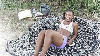 Horny Black Hiker Girl Fucking Outdoors