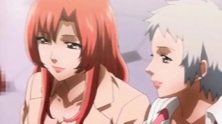 Cute hentai teacher blowing cock gets jizzed all over