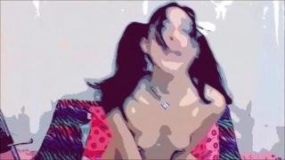 Animated teen in pigtails sucks and fucks dildo until you both cum in POV