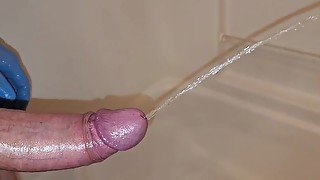 Another long piss from daddy's edged cock