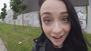 Raven haired bombshell Alessa Savage fucks outdoors