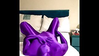 Purple zentai lycra spandex shini