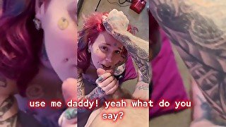 submissive slut begs to suck daddy's balls