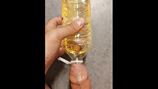 Yellow pee into my water bottle, needed a refill