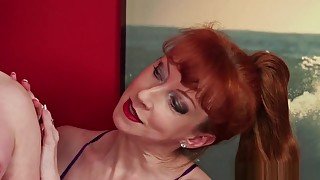 Mature CFNM redhead shows teens 18+ how to tug