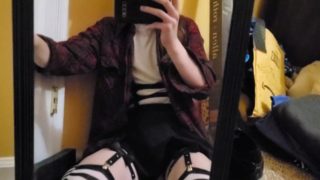 Cute Femboy Trap Shows Off in the Mirror