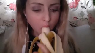 Random russian girl sucking banana