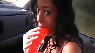 Milf Masturbates With A Dildo In The Car