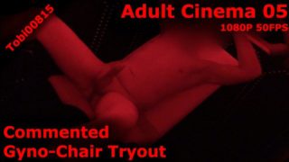 Gyno Chair masturbation in adult cinema completely shaved.