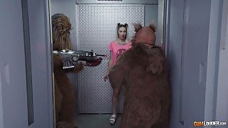 Horny guys in cosplay costumes fuck sweet looking chick Yuno Love