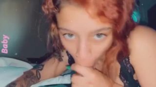 Pretty chick sucking dick