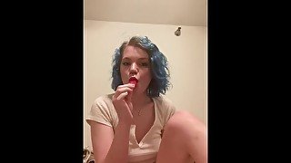 Small teen licks popsicle seductively