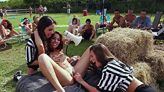 Pornstar orgy outside at field day