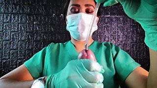 FULL CLIP: Edging and Sounding by sadistic nurse with latex gloves