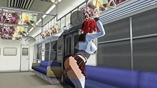 3D HENTAI Redhead schoolgirl gets fucked in the ass in a train car