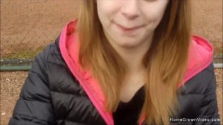 Cute girl sucks her boyfriends cock at the park