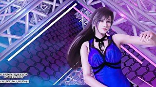 [MMD] T ara - NumberNine Aerith Tifa Lockhart Purple Dress Final Fantasy 7 Remake Hot Kpop Dance