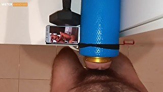 moments of fucking fleshlight of a virgin guy while he's watching two black women having sex