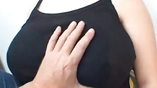 fat woman with large milk cans masturbting with fingers