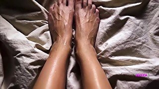 Tanned CUTE Feet massage for the most beautiful gifl 👸