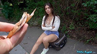 Tru Kait gets paid for some street fun with public agent in POV