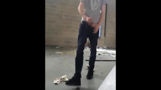 Twink teen wank in abandoned building