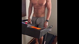 Walking naked on the hard cock treadmill