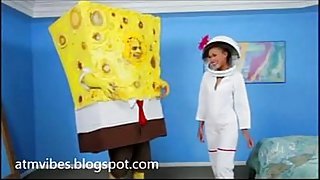 Teen giving head to sponge bob