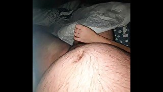 Step mom woke up step son with an accident handjob under blanket