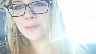 Cute Blonde Talking Sexy In Her Car