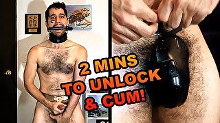 2-Minute Man -- Chastity slave has 2 mins to unlock and cum