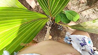 Piss on small Palm Tree (I made a Tropical Golden Shower)