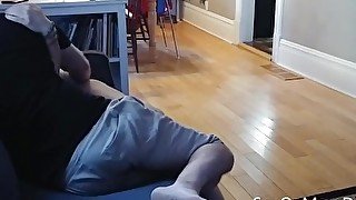 Real Amateur Mom goes for a ride on the couch - Loves cum on her tits