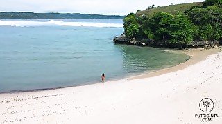 Stripping On A Beautiful Tropical Beach - Putri Cinta