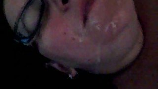 Chunky four eyed whore wife blows my BBC and gets facial