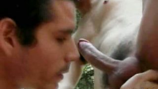 Exotic twink Antonio sucking Ramos_s massive cock outdoors