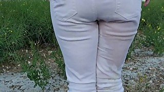 ⭐ 2nd White Jeans Rewetting Compilation! 8 Days of Pee Stained Jeans! ;)