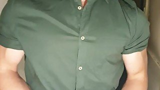 quattro4fans milking 20cm cock green shirt stripping down seducing jerking cumming onlyfans video