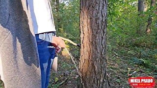 Pissing boy - uncircumcised cock in forest