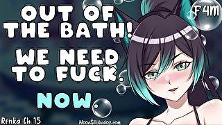 F4M - NSFW - A Wolf Plays Cat & Mouse with her Hunter in the Bath - Handjob - Fingering - Preview