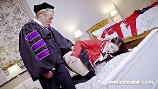 Francesca di Caprio in college uniform takes anal action