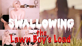 Swallowing the Lawn Boy's Load - POV Horny Desperate MILF Blowjob