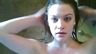 Sizzling girl drills her pussy with a dildo in the bathroom