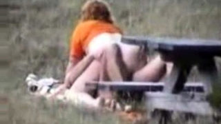 Blonde milf caught fucking in the park